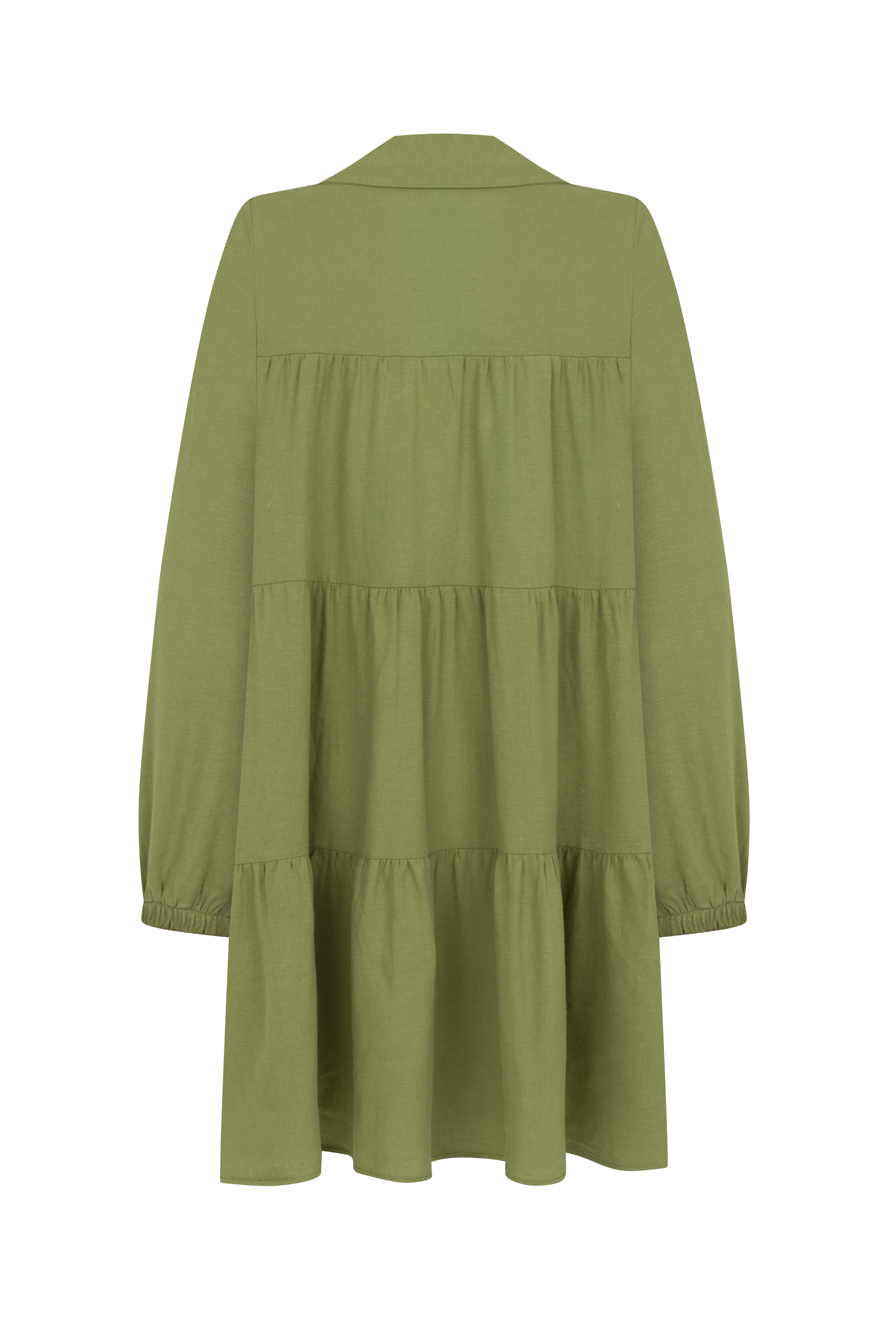 KETEN KARIŞIMLI MİNİ GÖMLEK ELBİSE