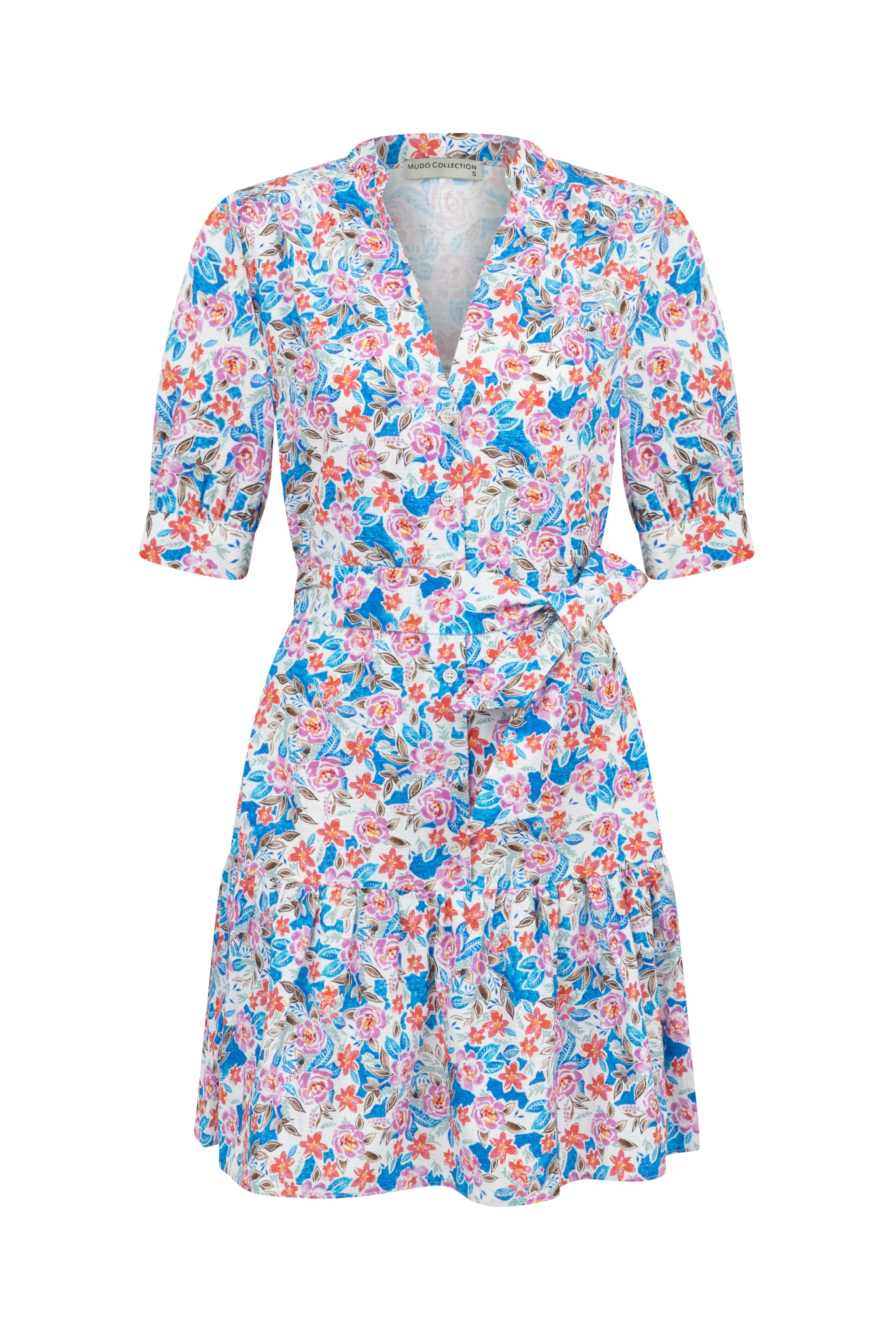 ÇİÇEK DESENLİ MİNİ KLOŞ ELBİSE