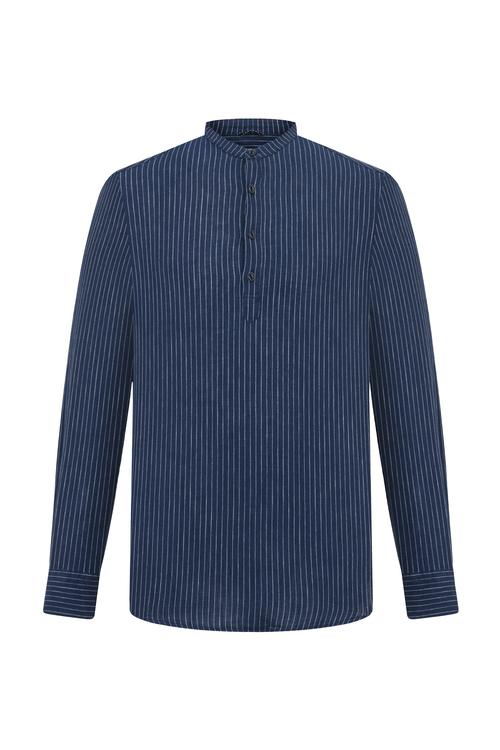  KETEN KARIŞIMLI HAKİM YAKA REGULAR FIT GÖMLEK