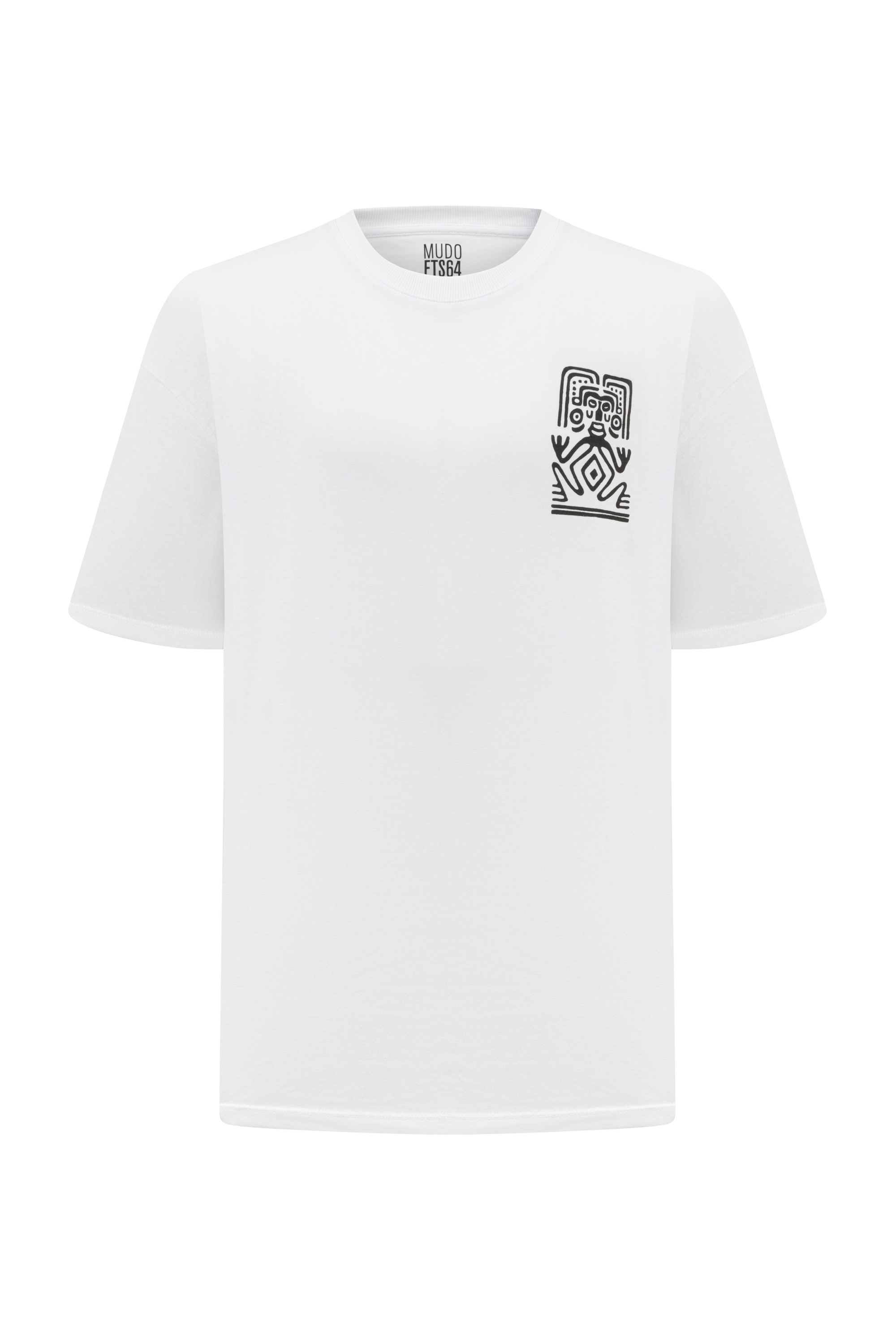 BASKILI OVERSIZE KISA KOLLU T-SHIRT