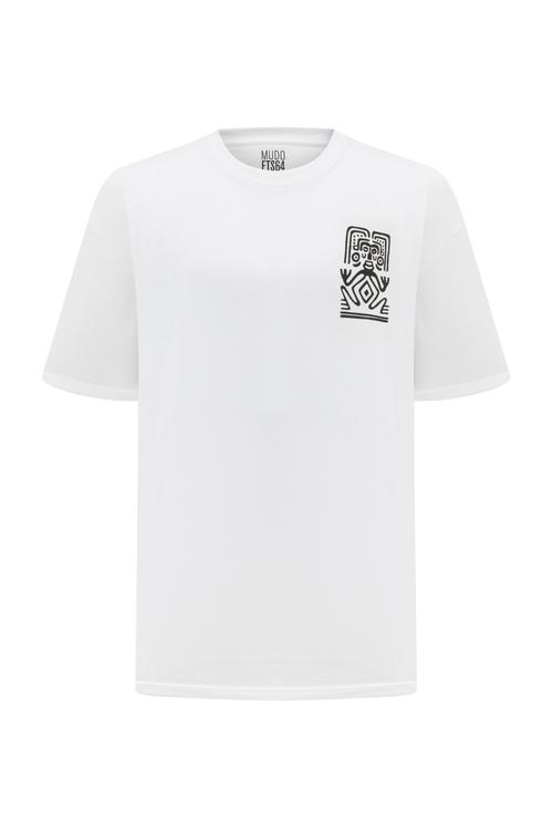  BASKILI OVERSIZE KISA KOLLU T-SHIRT