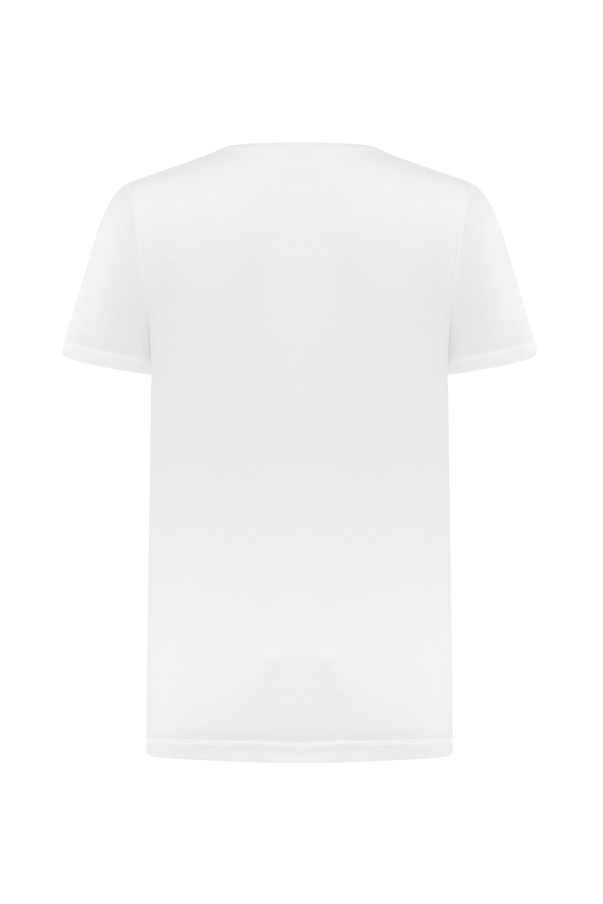 Erkek Beyaz Baskılı Bisiklet Yaka Kısa Kollu T-Shirt