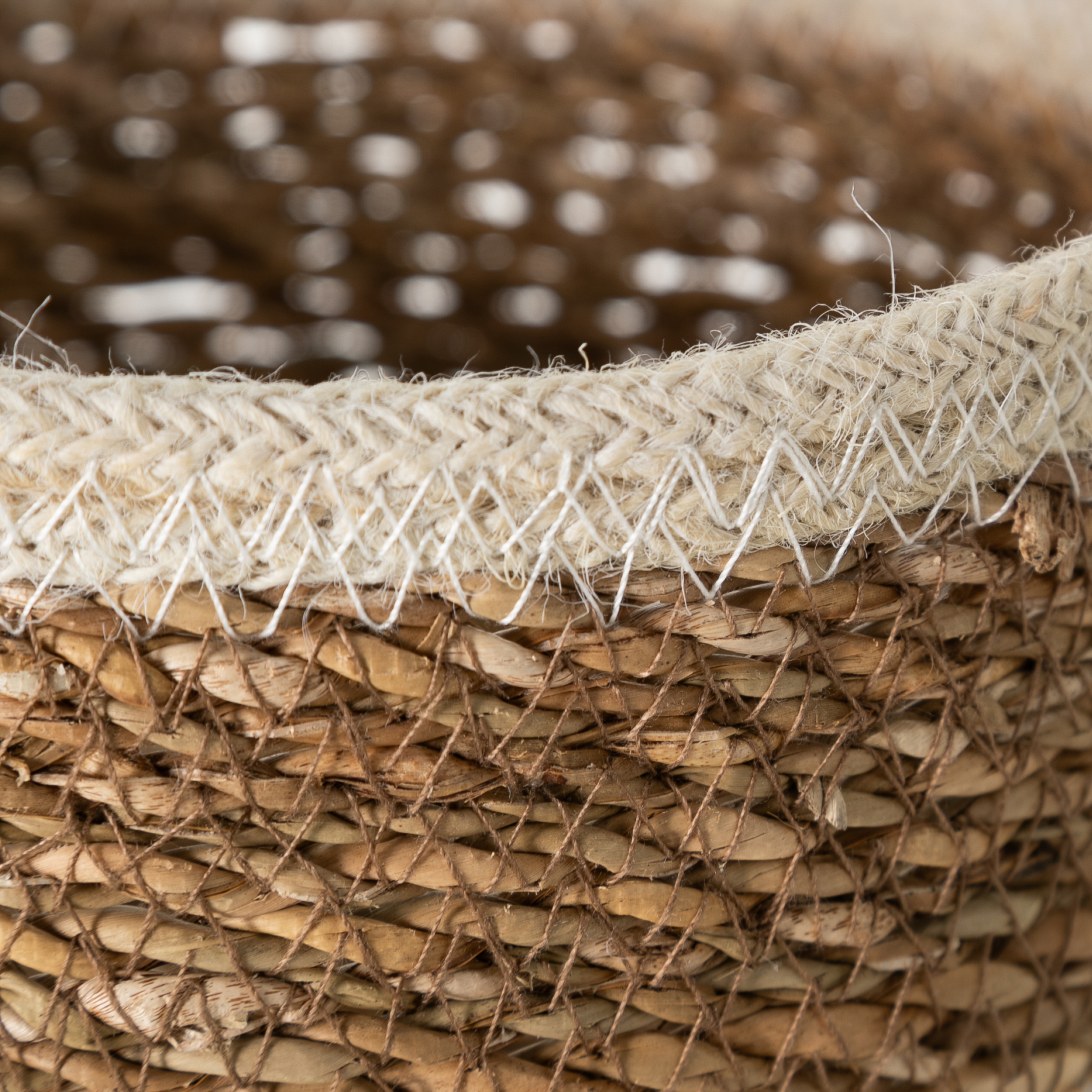 KNOX BEYAZ BORDÜRLÜ HASIR SEPET 18X7,5