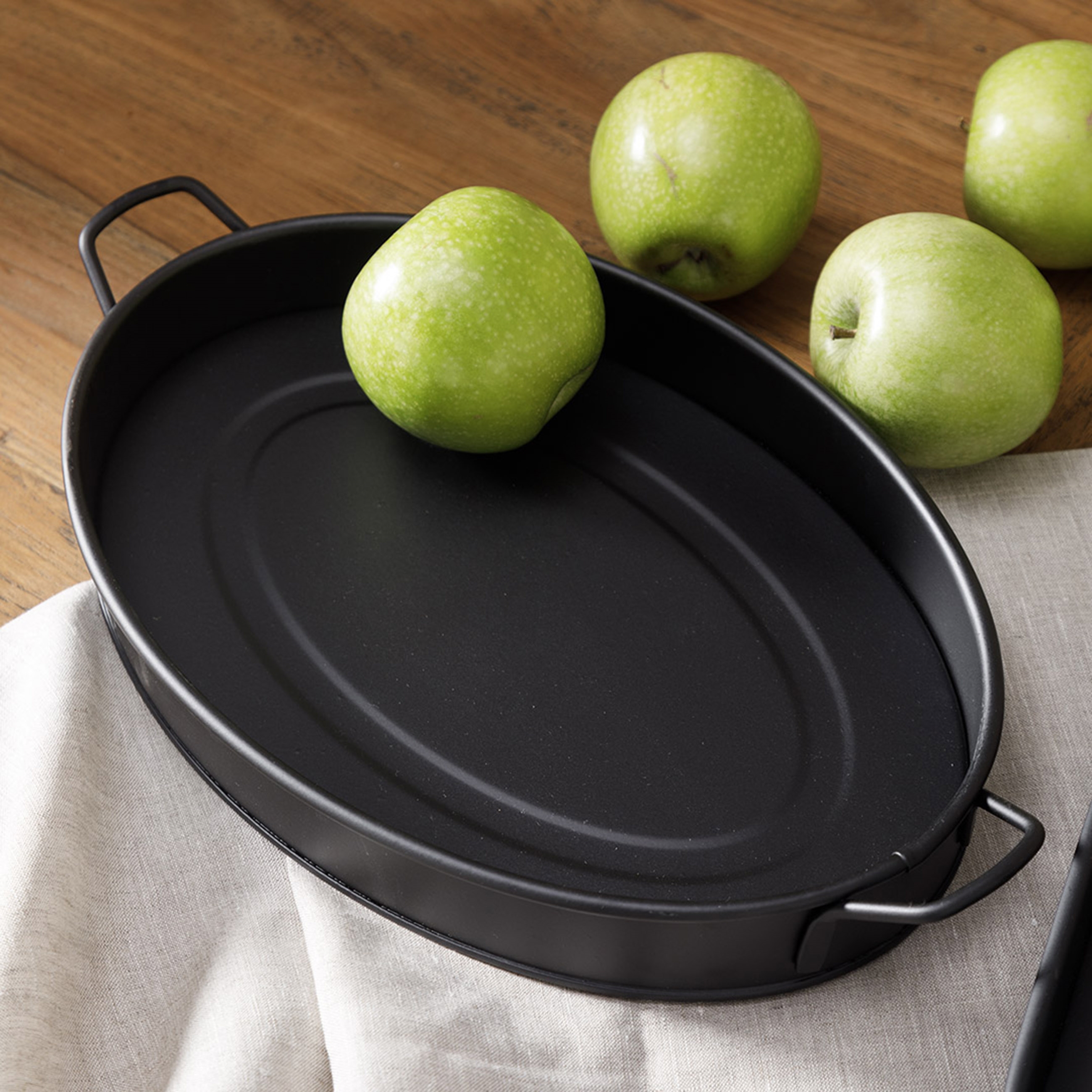 GALVANİZ OVAL TEPSİ 31CM -SİYAH
