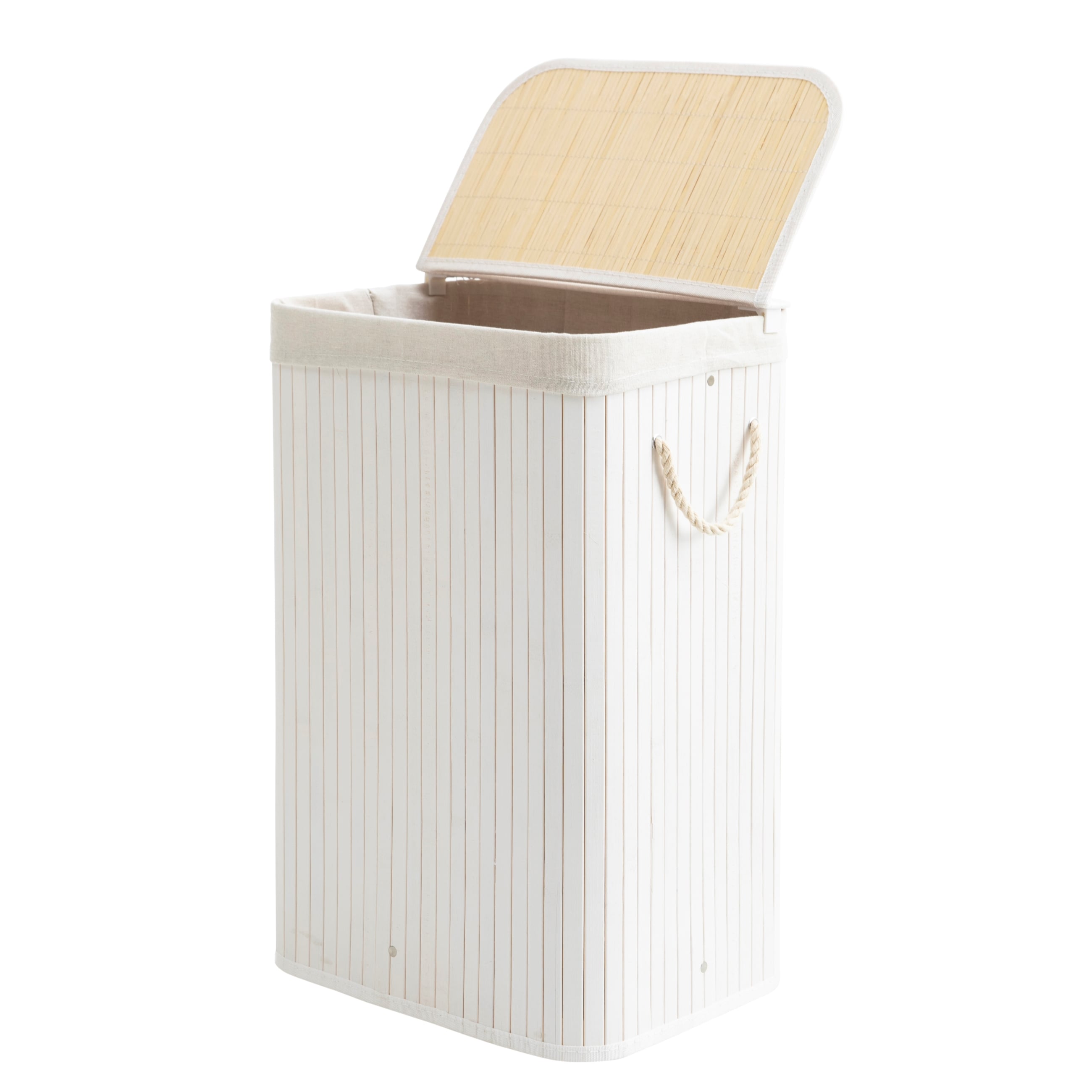 SUHO BAMBU ÇAMAŞIR SEPETİ BEYAZ 40X30X61