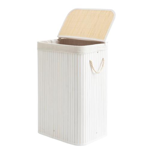  SUHO BAMBU ÇAMAŞIR SEPETİ BEYAZ 40X30X61