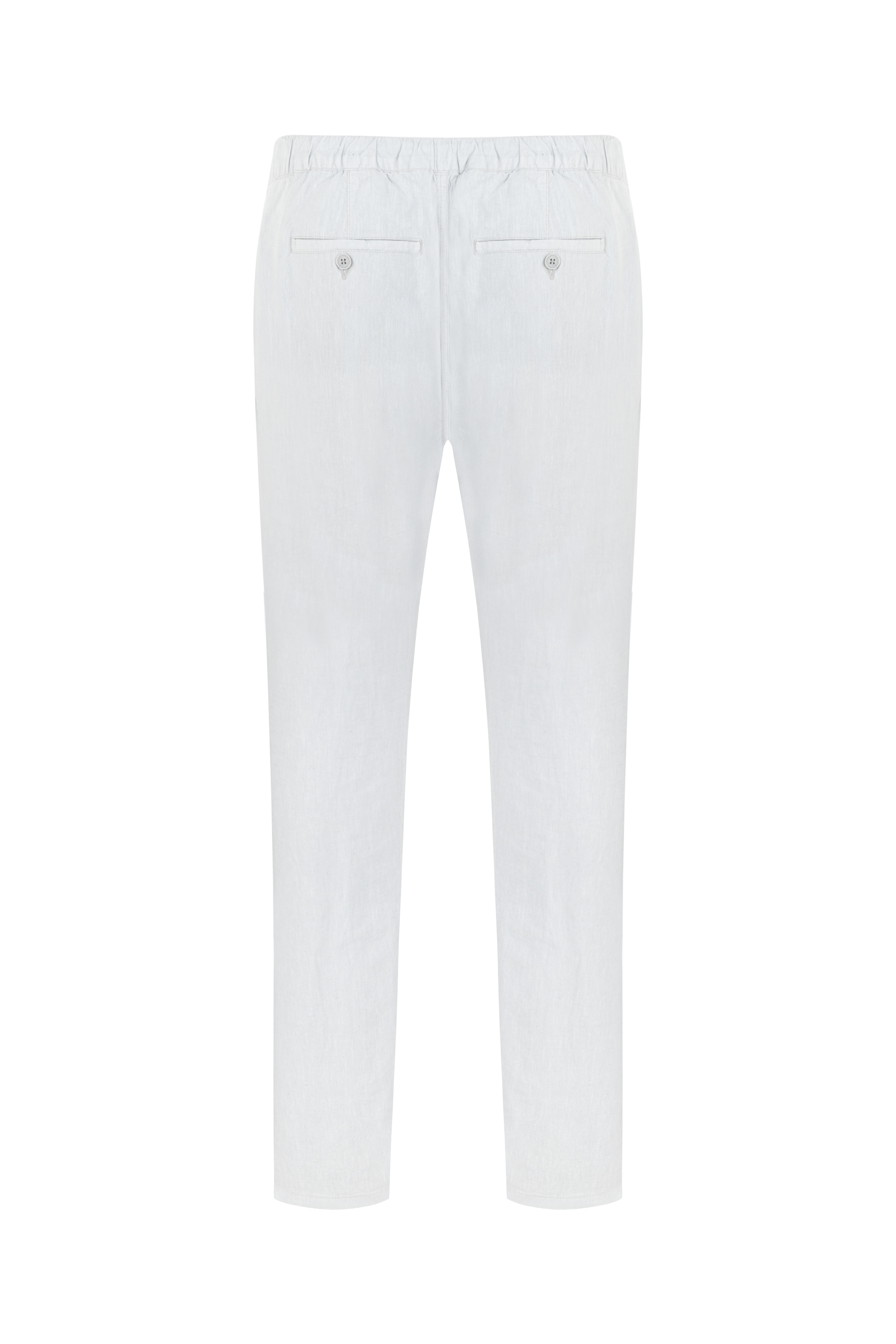 Erkek Gri Keten Karışımlı Slim Fit Pantolon