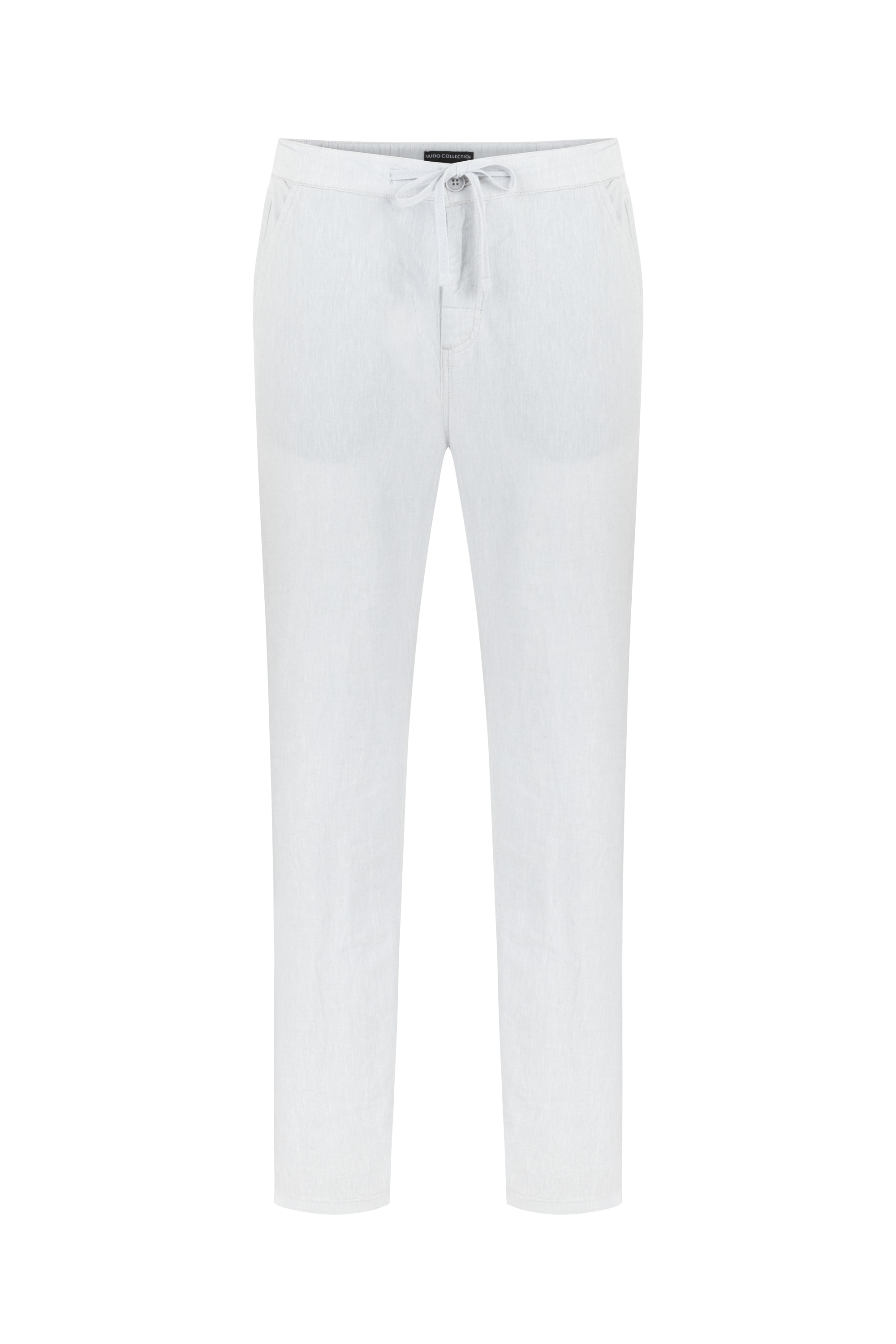 Erkek Gri Keten Karışımlı Slim Fit Pantolon
