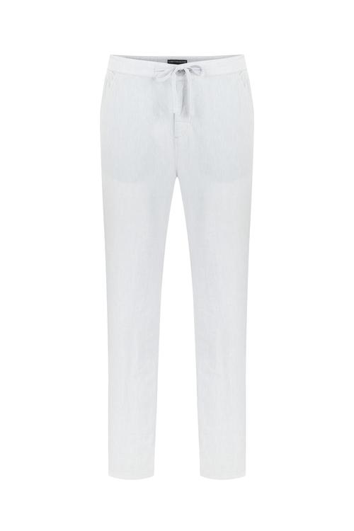  Erkek Gri Keten Karışımlı Slim Fit Pantolon