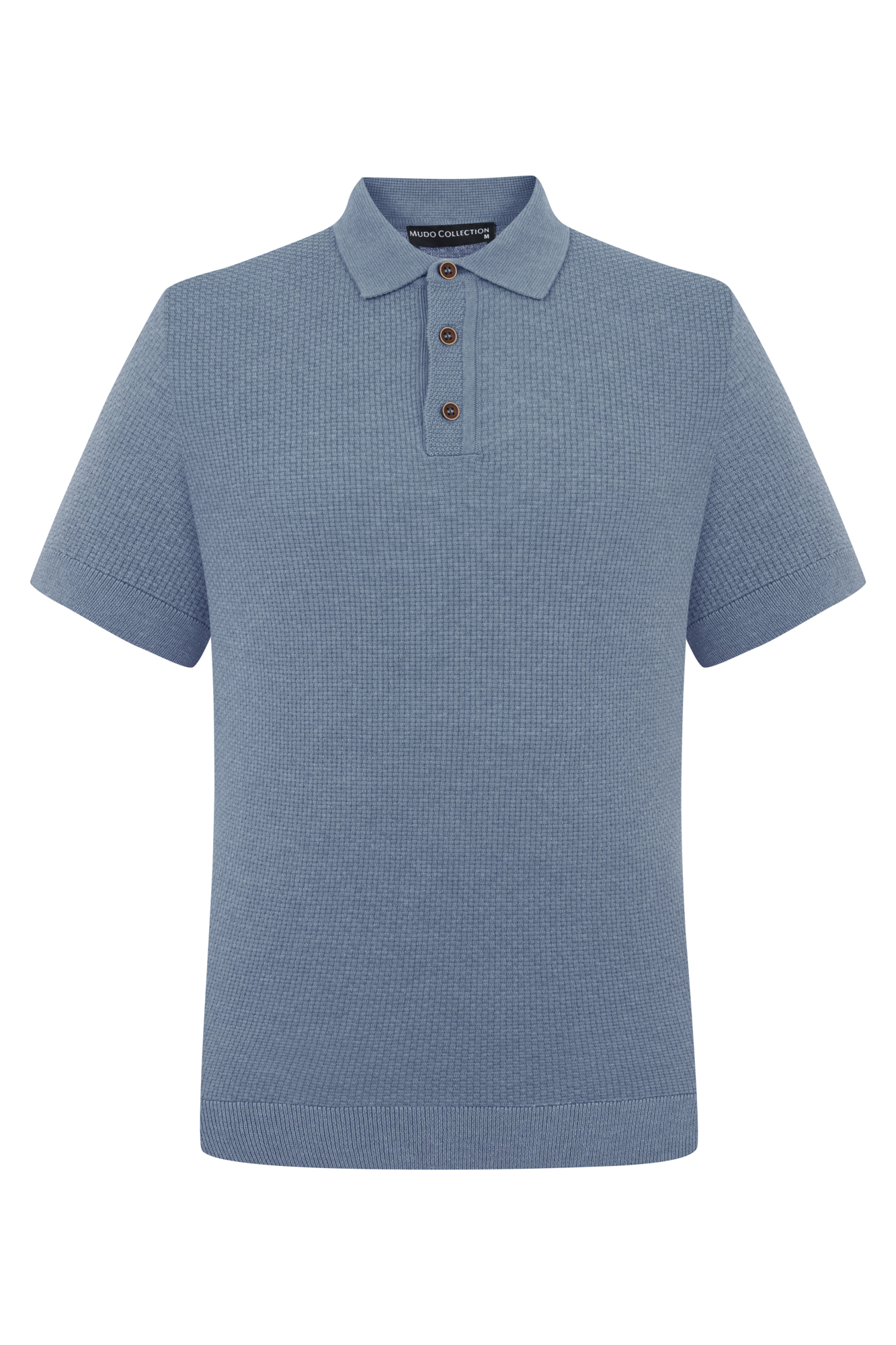 Erkek Mavi Polo Yaka Kısa Kollu Triko
