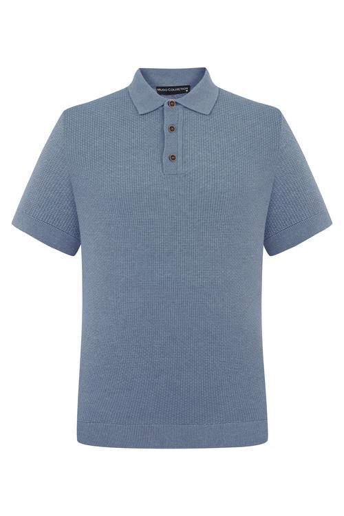  Erkek Mavi Polo Yaka Kısa Kollu Triko