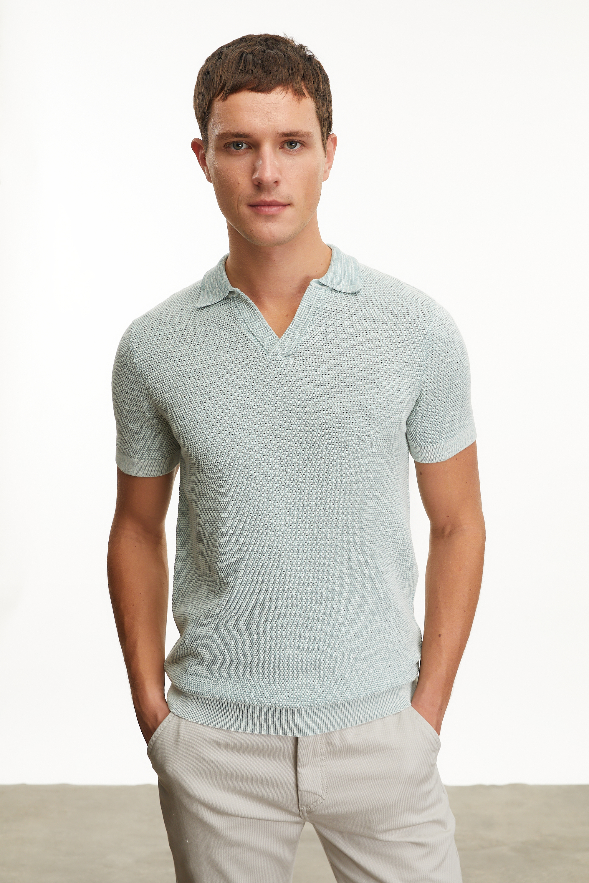 DOKULU POLO YAKA KISA KOLLU TRİKO