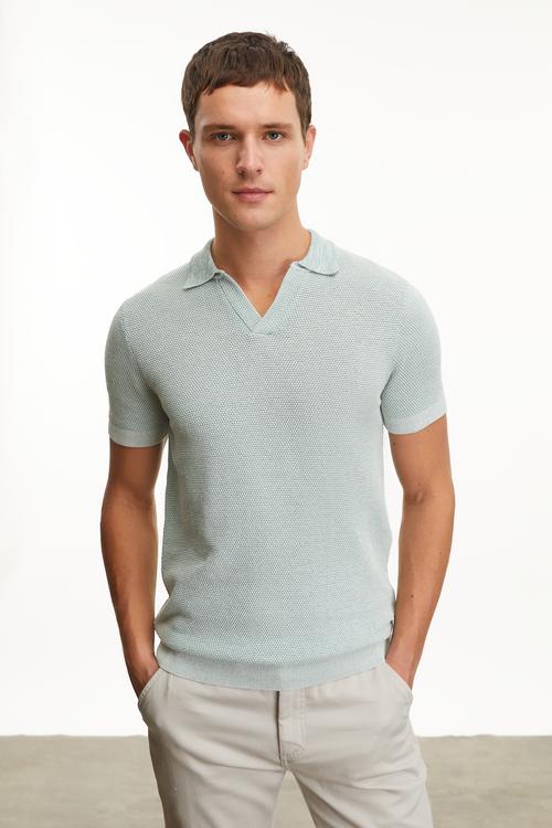  DOKULU POLO YAKA KISA KOLLU TRİKO