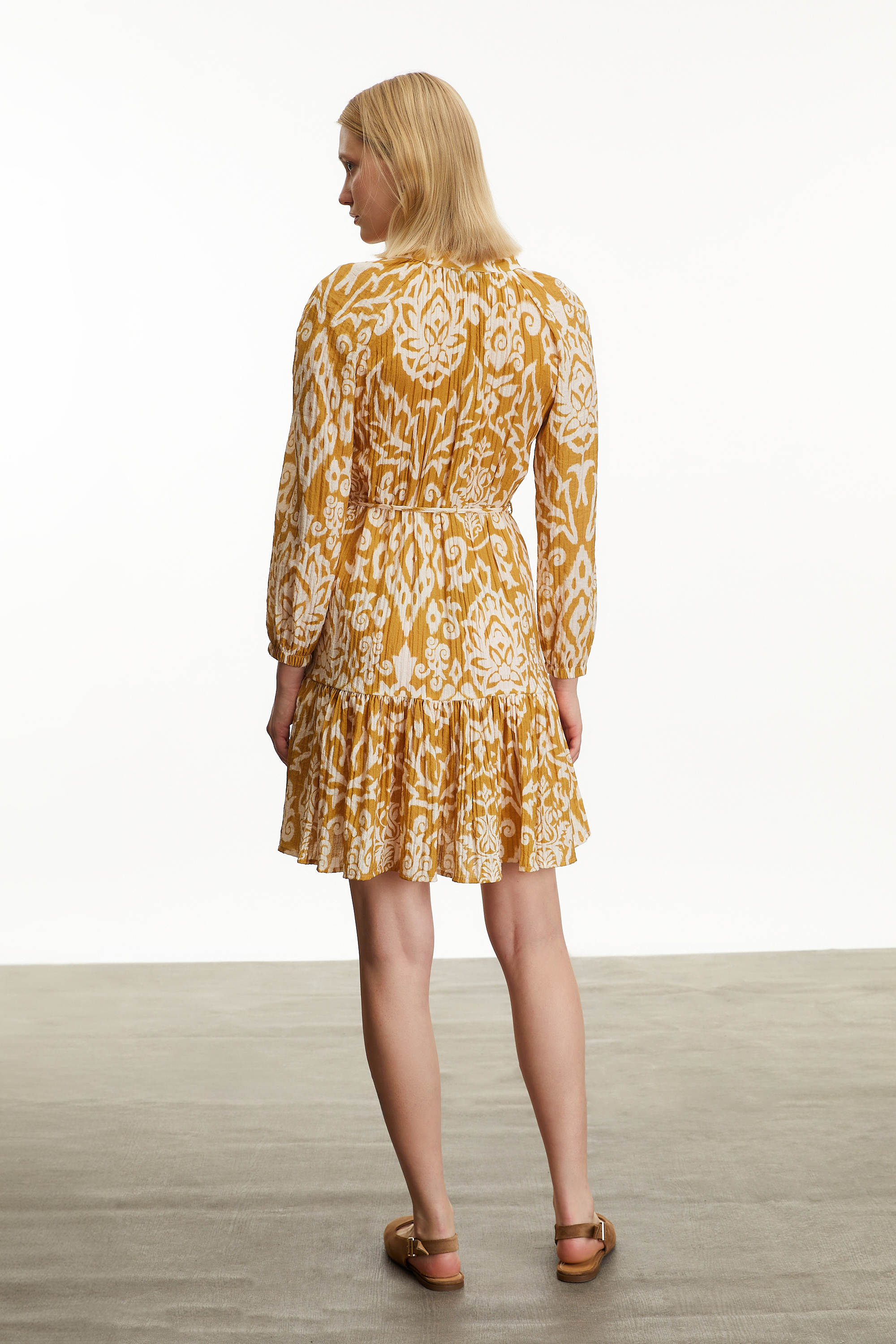 ETNİK DESENLİ MİNİ KLOŞ ELBİSE