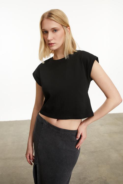  BİSİKLET YAKA CROP T-SHIRT