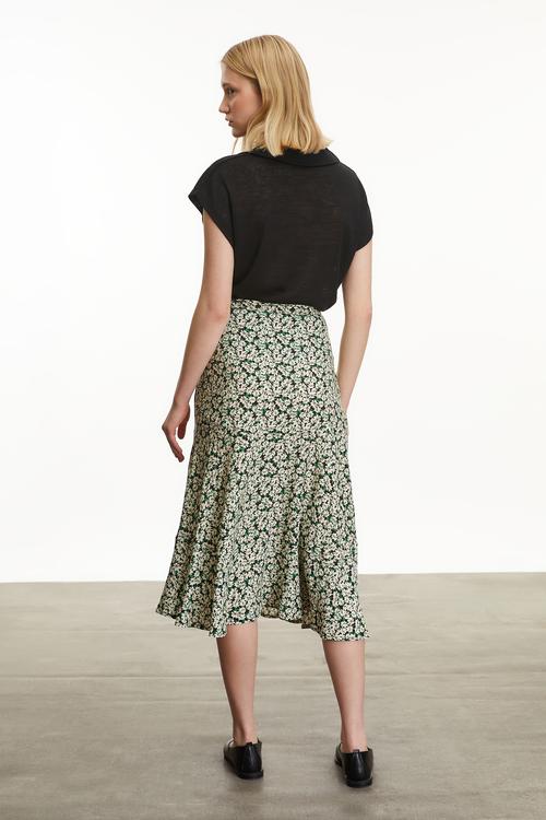  ÇİÇEK DESENLİ MİDİ KLOŞ ETEK