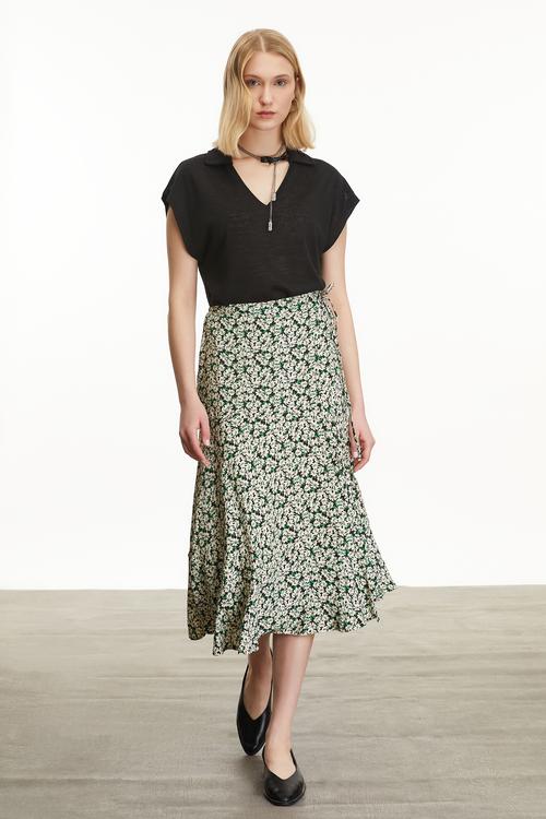  ÇİÇEK DESENLİ MİDİ KLOŞ ETEK