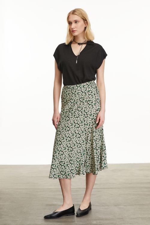  ÇİÇEK DESENLİ MİDİ KLOŞ ETEK