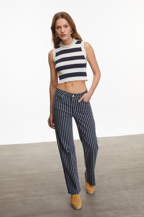  ÇİZGİLİ CROP TRİKO