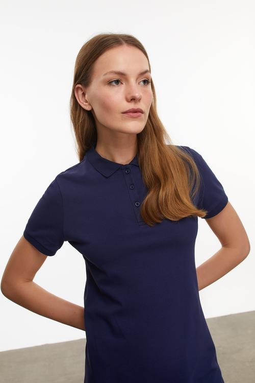  POLO YAKA KISA KOLLU MİNİ ELBİSE