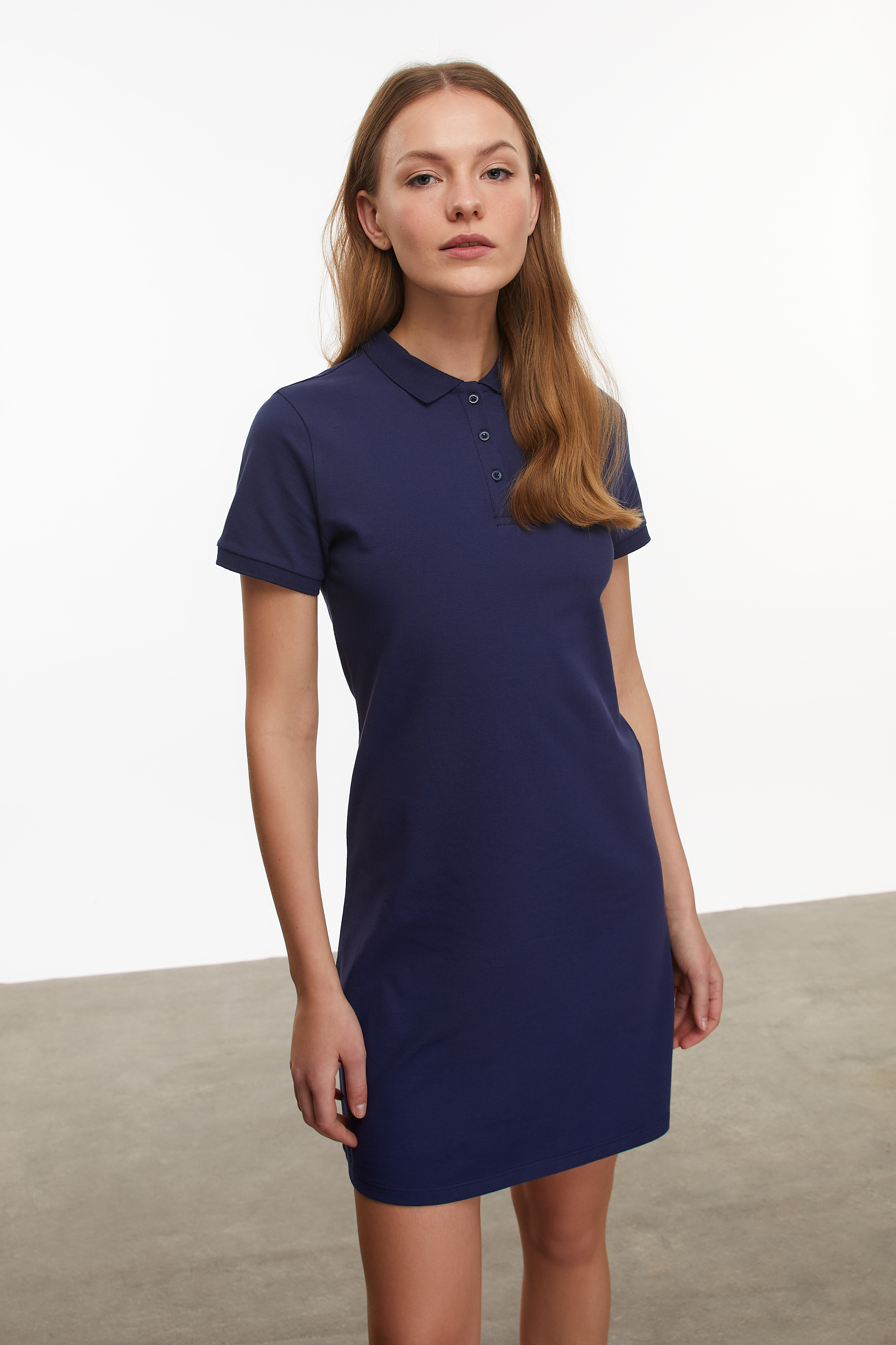 POLO YAKA KISA KOLLU MİNİ ELBİSE