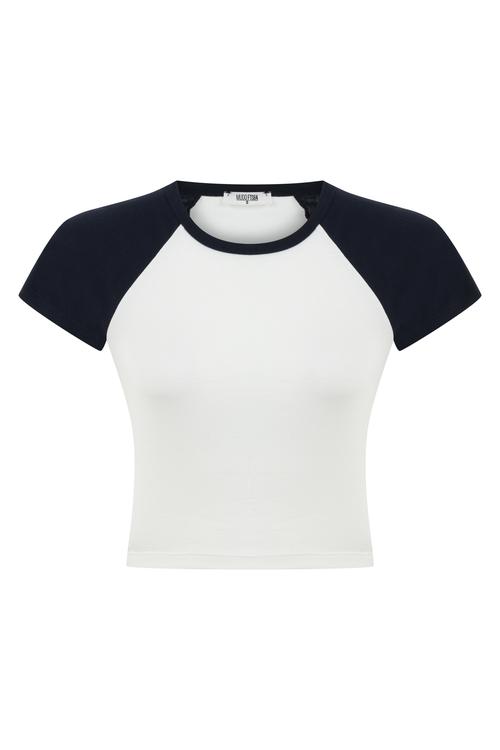 RENK BLOKLU CROP T-SHIRT