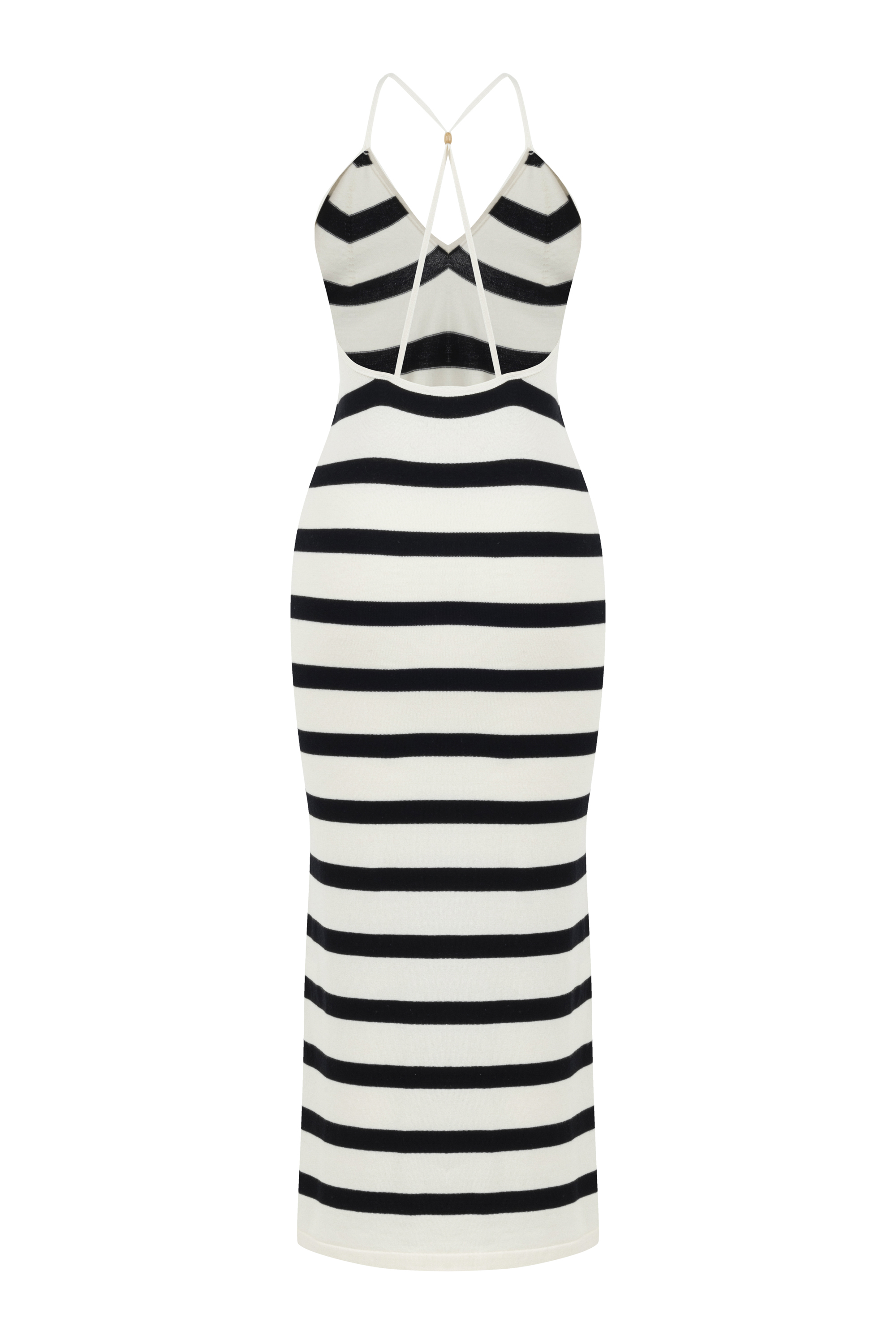 ÇİZGİLİ İNCE ASKILI UZUN ELBİSE