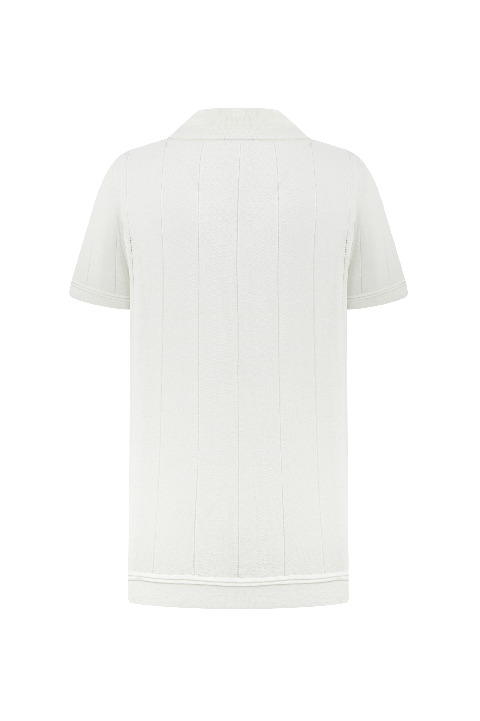 ÖRGÜLÜ POLO YAKA KISA KOLLU TRİKO