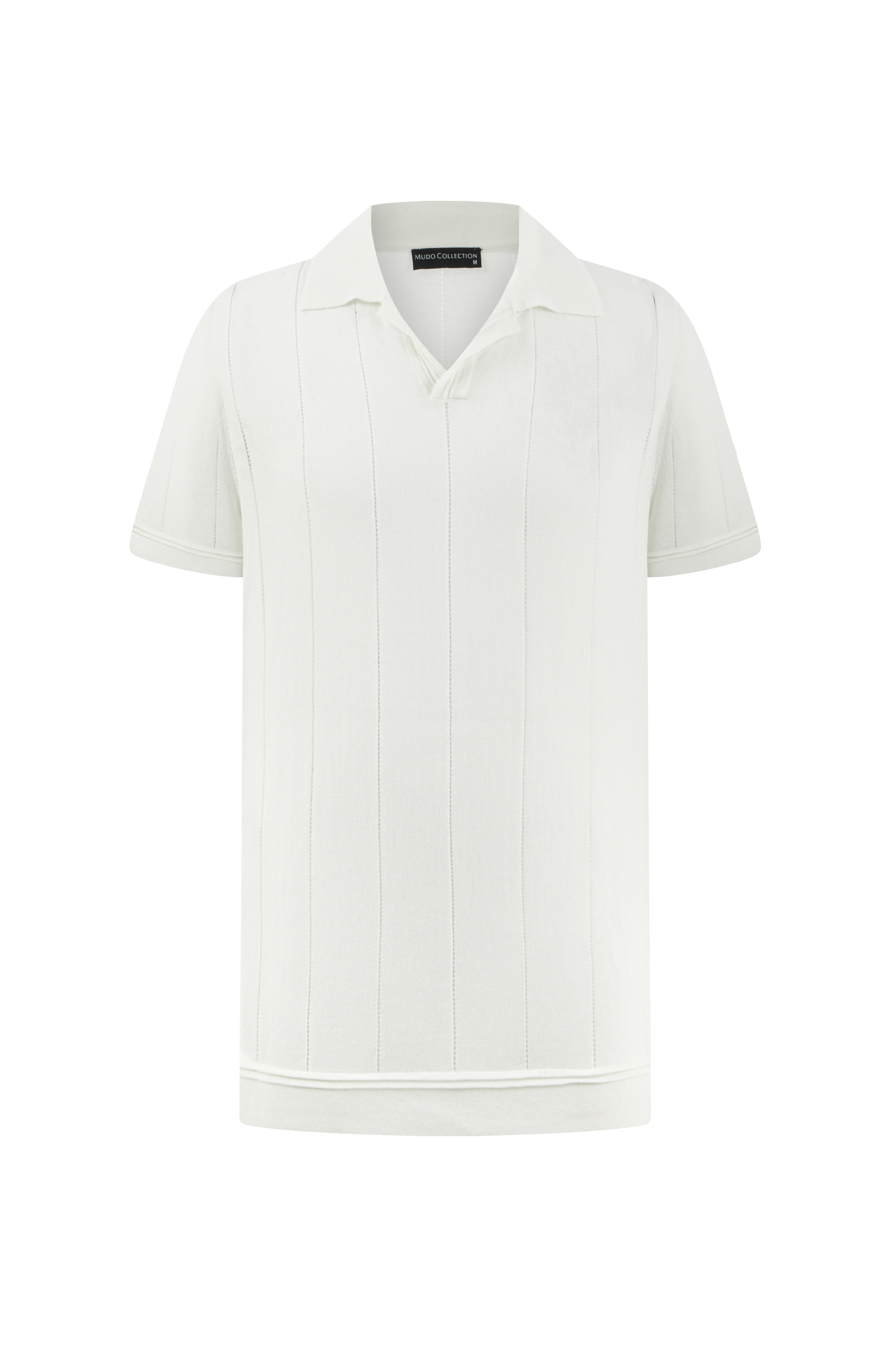 ÖRGÜLÜ POLO YAKA KISA KOLLU TRİKO