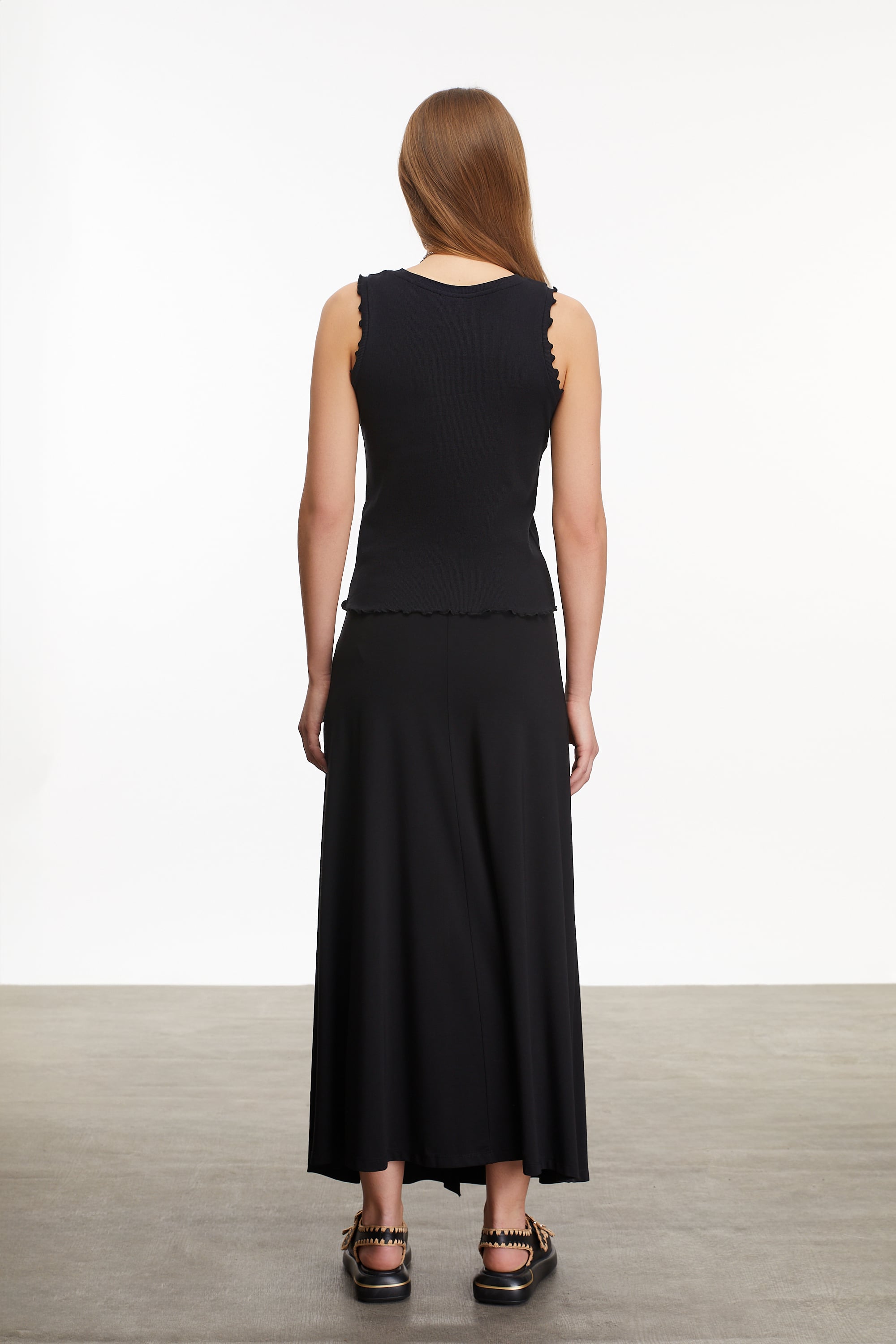 DRAPE DETAYLI UZUN ETEK