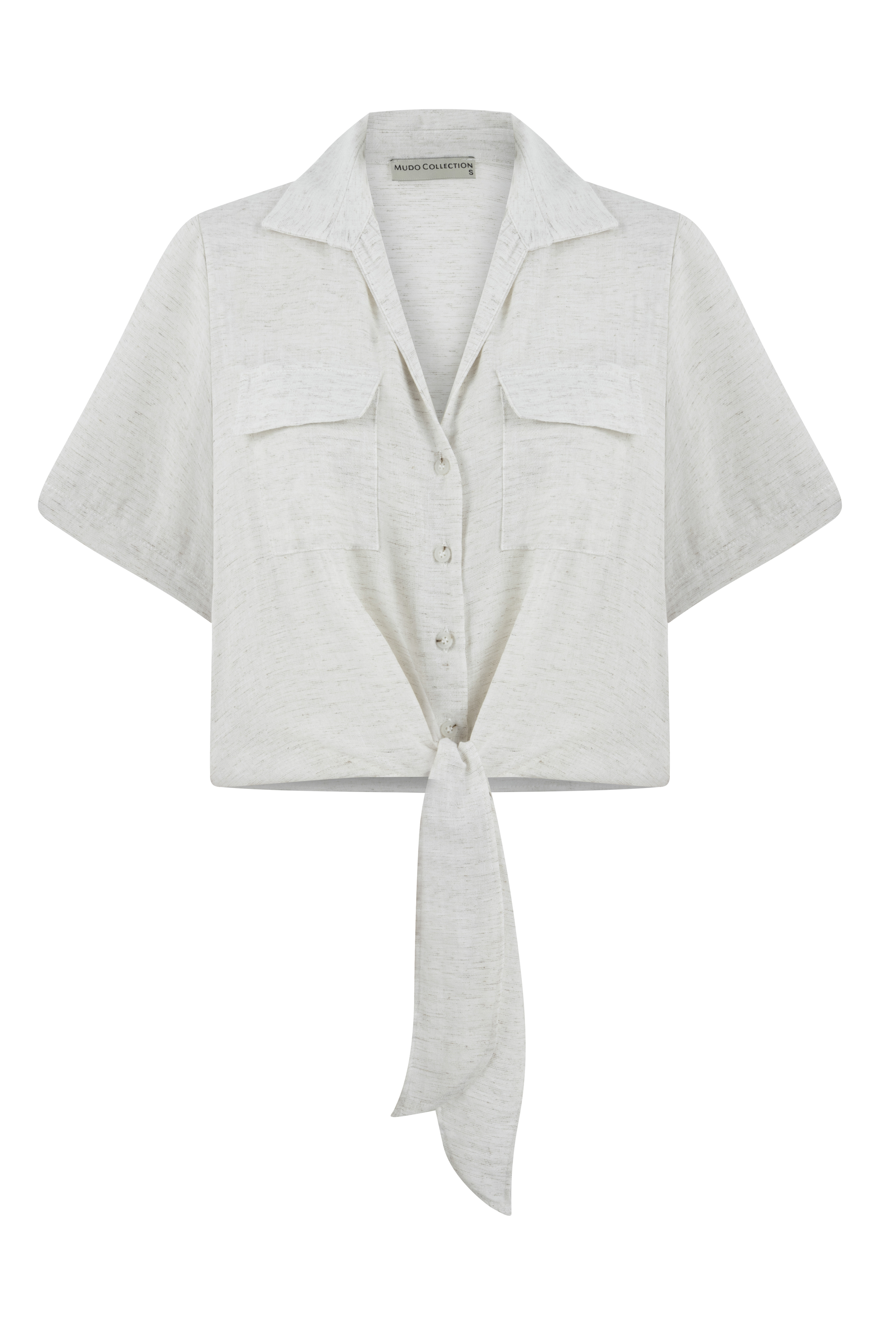 BAĞLAMA DETAYLI KISA KOLLU GÖMLEK