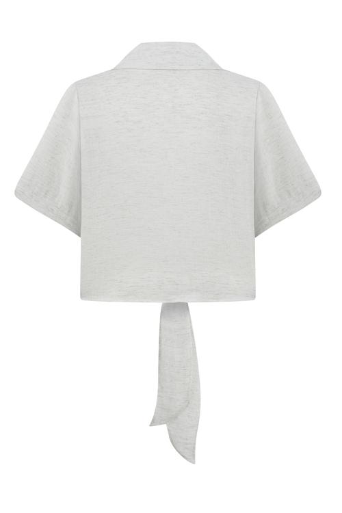  BAĞLAMA DETAYLI KISA KOLLU GÖMLEK