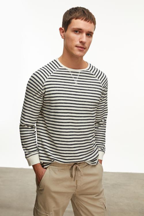  ÇİZGİLİ BİSİKLET YAKA SWEATSHIRT