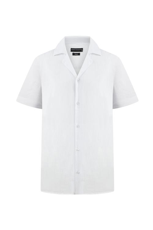  KISA KOLLU REGULAR FIT KETEN GÖMLEK