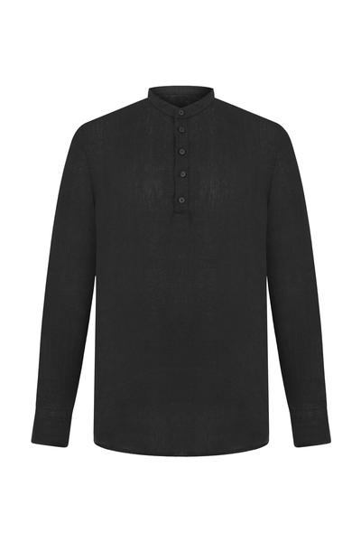 Mudo Hakim Yaka Regular Fit Keten Gömlek