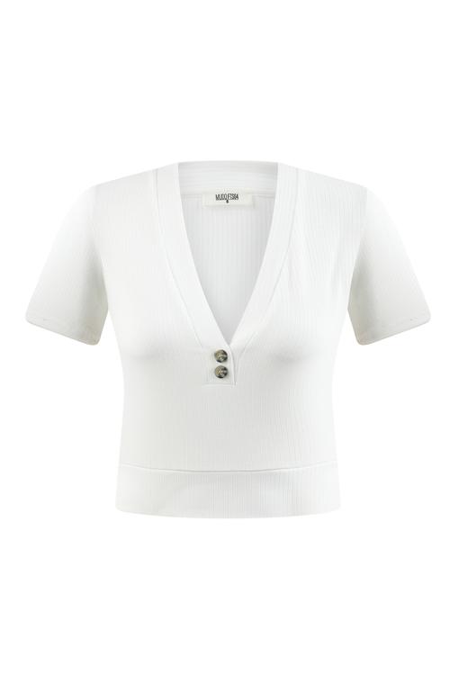  V YAKA KISA KOLLU CROP T-SHIRT