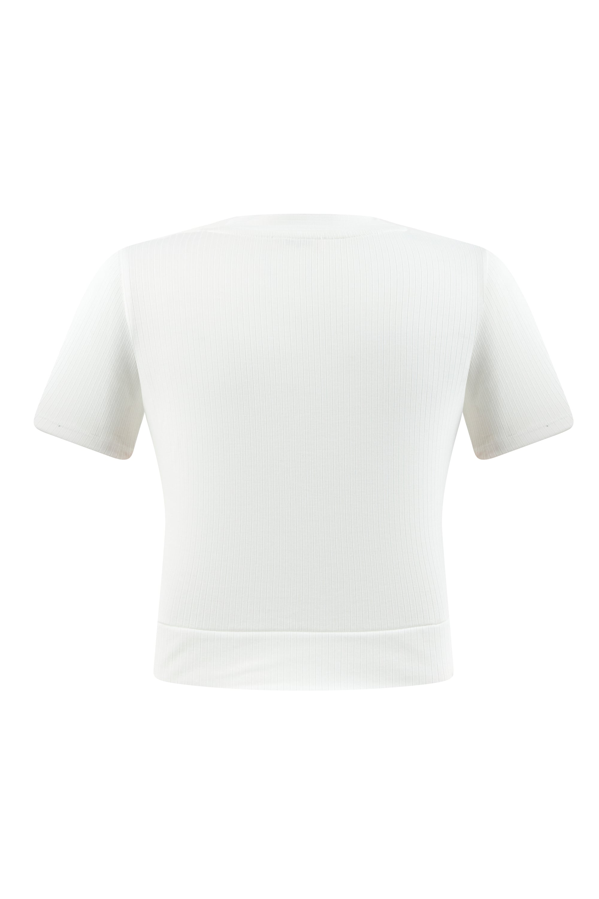 V YAKA KISA KOLLU CROP T-SHIRT