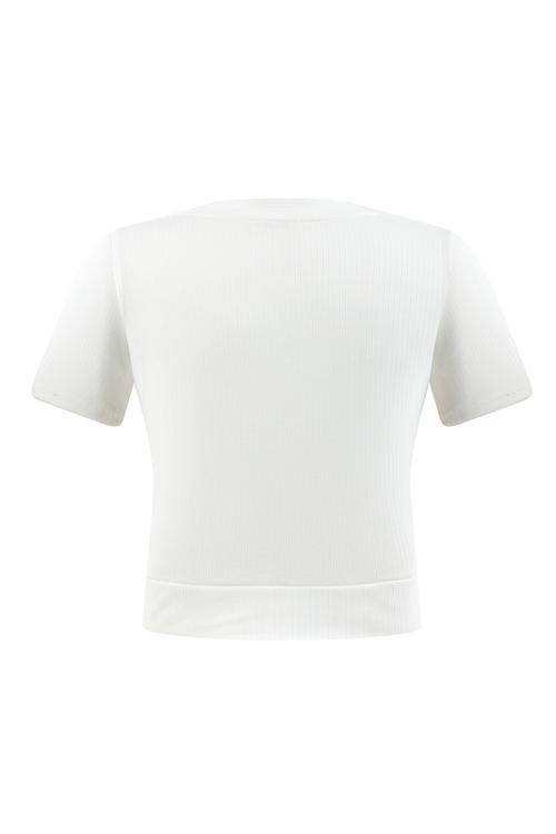  V YAKA KISA KOLLU CROP T-SHIRT