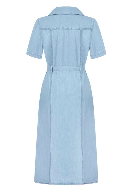  LİYOSEL KARIŞIMLI KUŞAKLI MİDİ ELBİSE