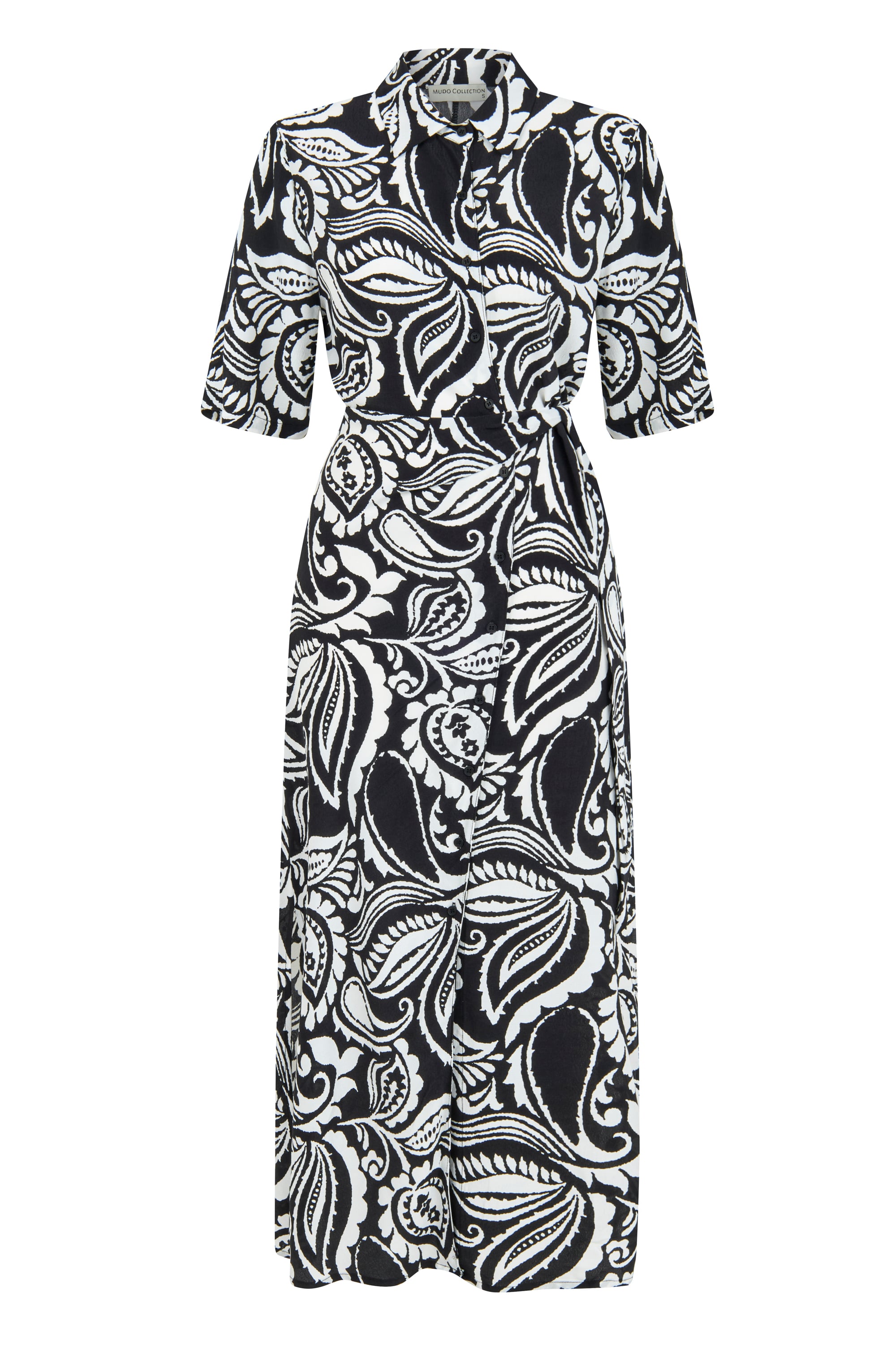 DESENLİ KISA KOLLU UZUN ELBİSE