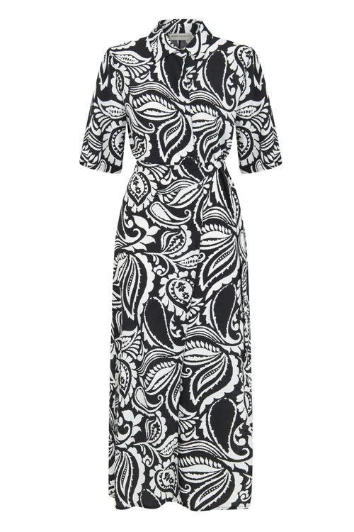  DESENLİ KISA KOLLU UZUN ELBİSE