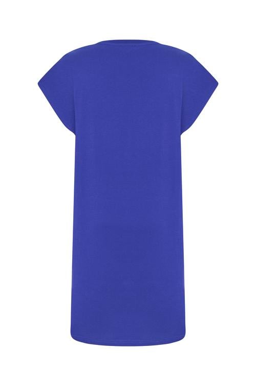  KISA KOLLU BİSİKLET YAKA MİNİ ELBİSE