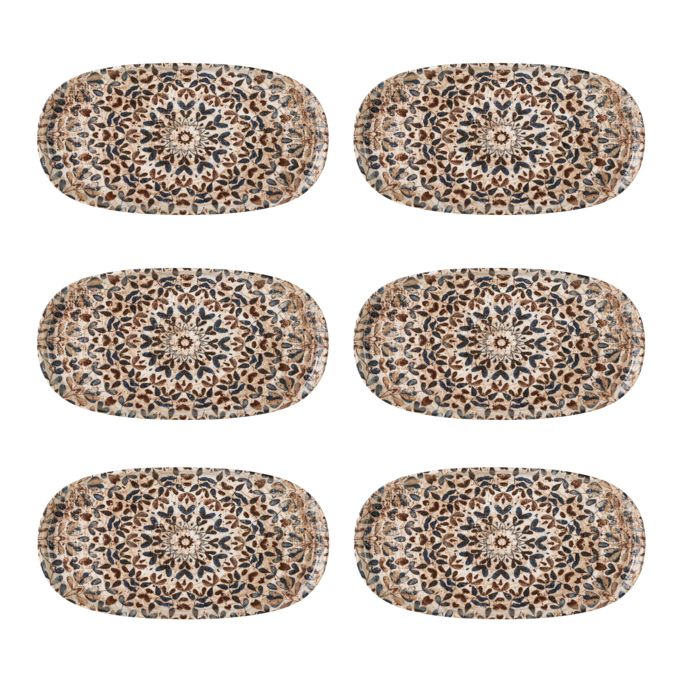 EPHESUS DÜZ KAYIK TABAK SETİ 34CM- 6LI