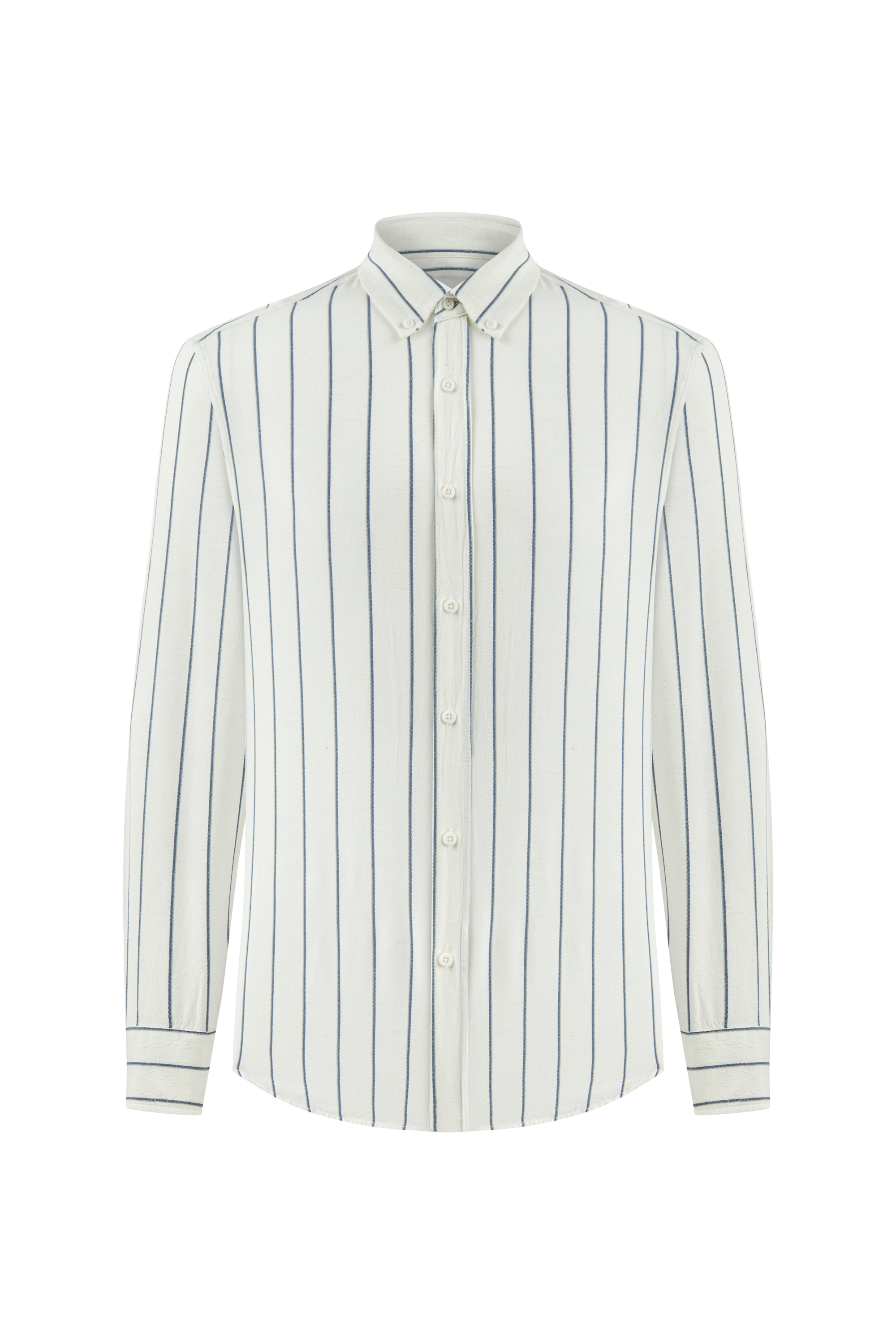 ÇİZGİLİ KETEN KARIŞIMLI REGULAR FIT GÖMLEK