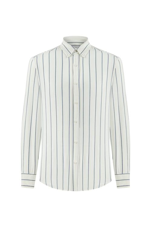  ÇİZGİLİ KETEN KARIŞIMLI REGULAR FIT GÖMLEK