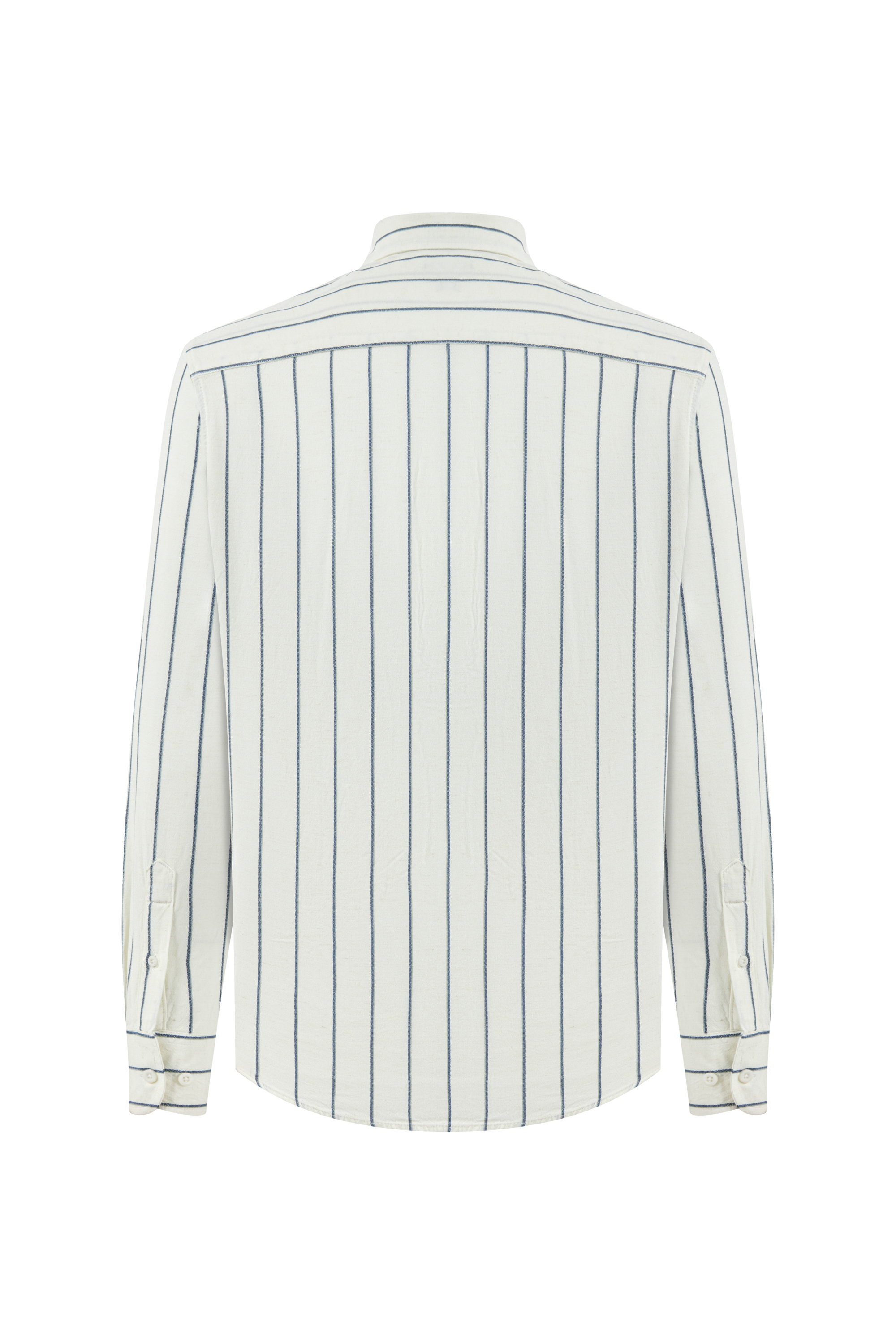 ÇİZGİLİ KETEN KARIŞIMLI REGULAR FIT GÖMLEK