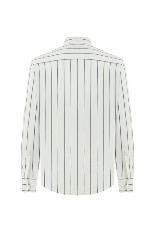  ÇİZGİLİ KETEN KARIŞIMLI REGULAR FIT GÖMLEK