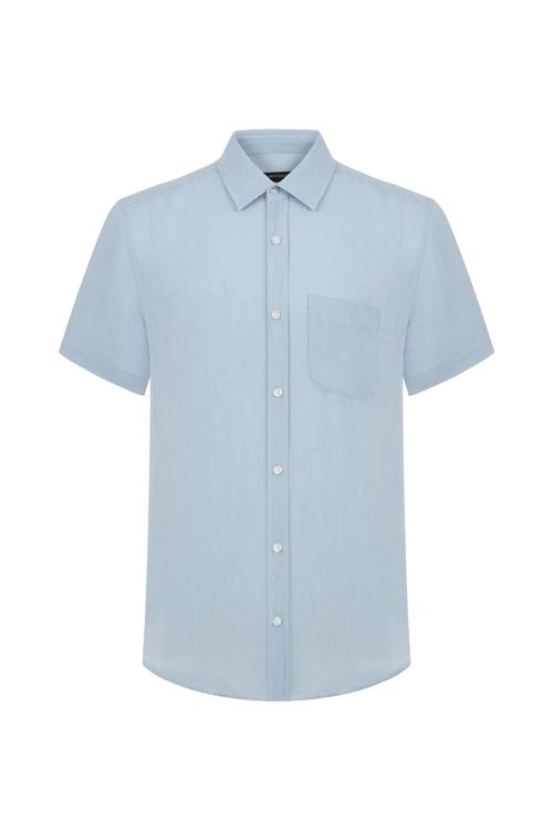  KISA KOLLU REGULAR FIT KETEN GÖMLEK