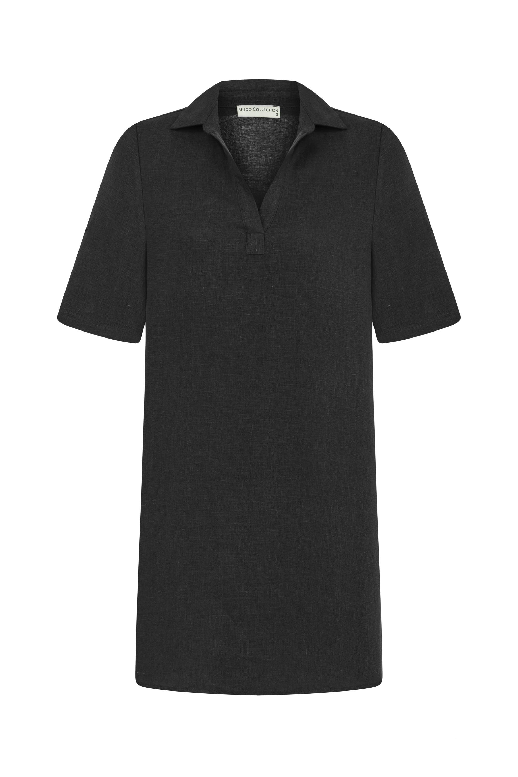 KISA KOLLU MİNİ KETEN ELBİSE