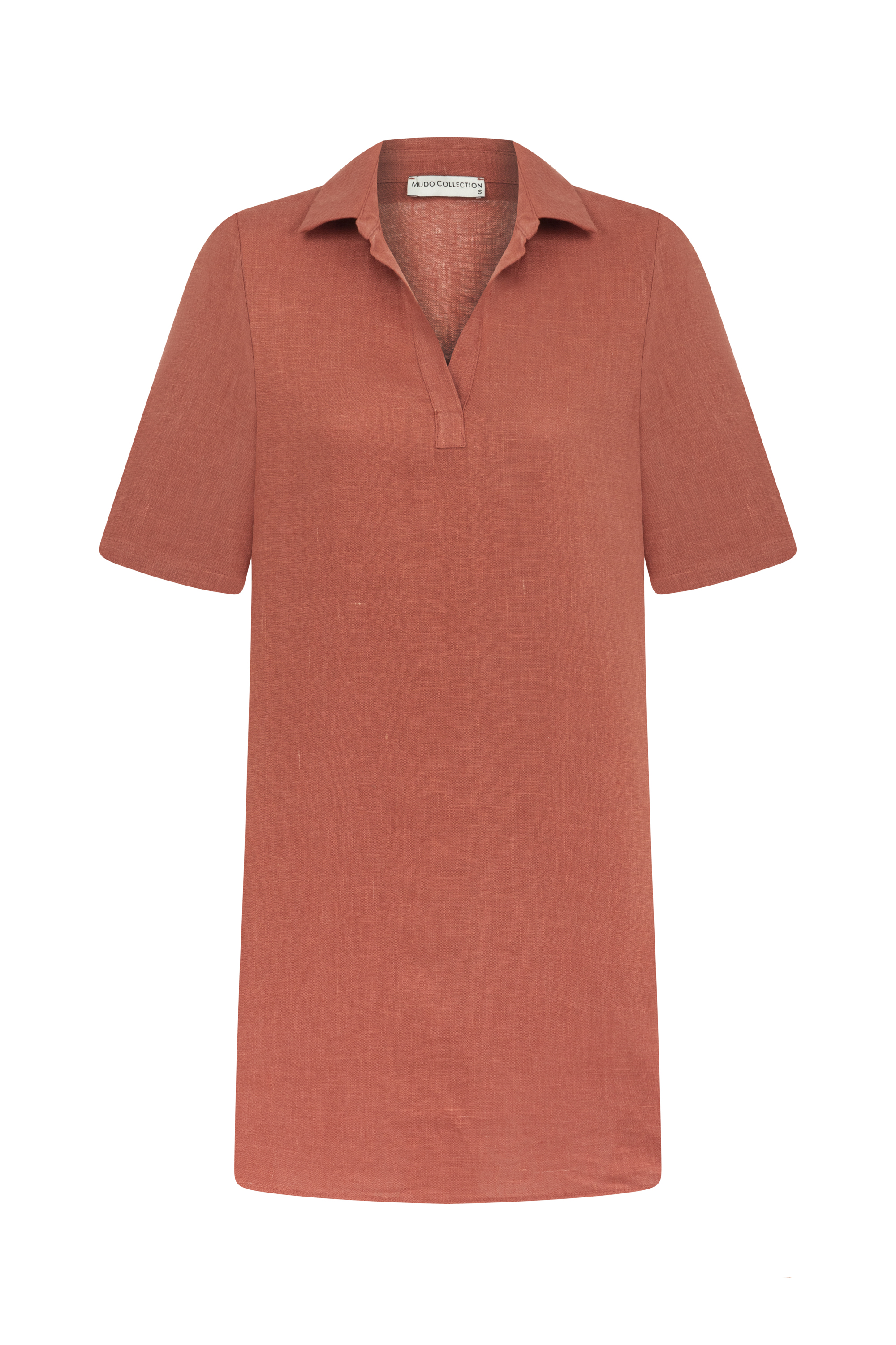 KISA KOLLU MİNİ KETEN ELBİSE